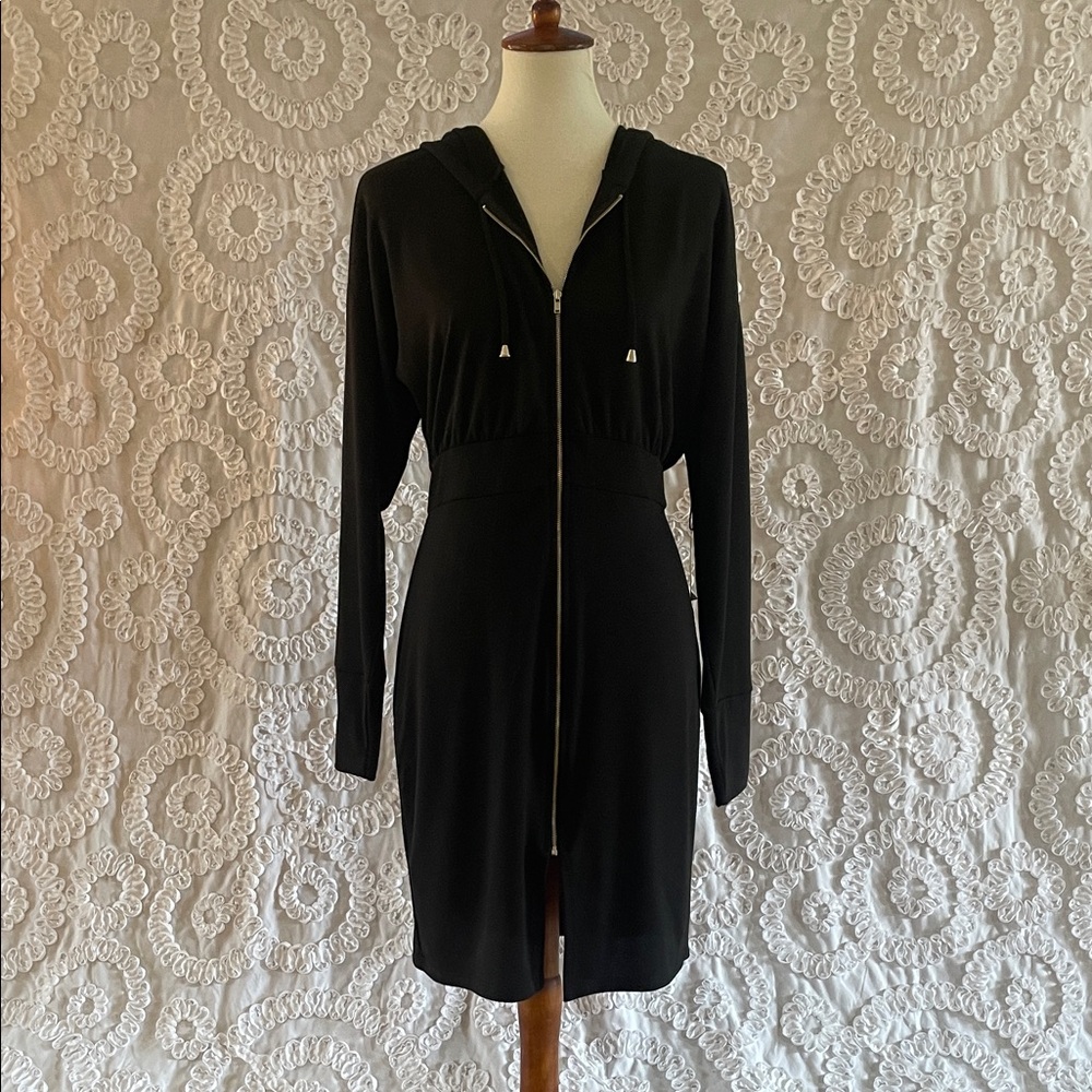 Kylie Paige Elegant Black Women's Dress Long Zip up Hoodie Soft & Comfy